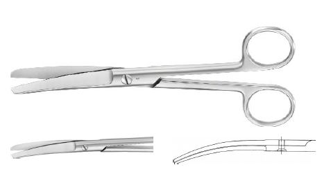 Хірургічні ножиці вигнуті тупі/тупі 165 мм